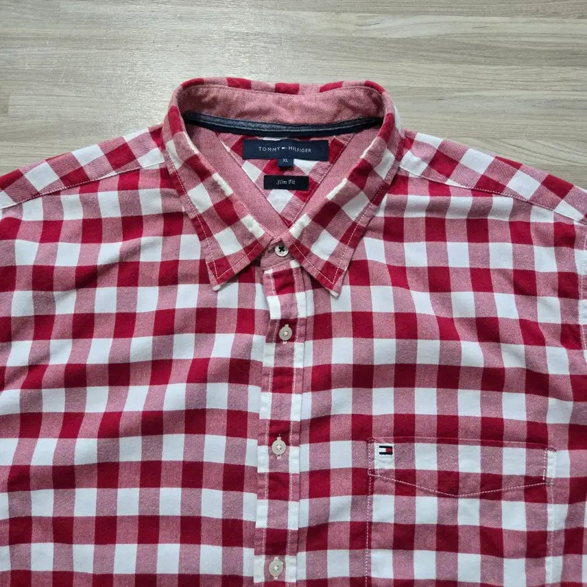[BUNJANG] Tommy Hilfiger Red Check Shirt / 105) 타미힐피거 레드 체크 셔츠 남방
