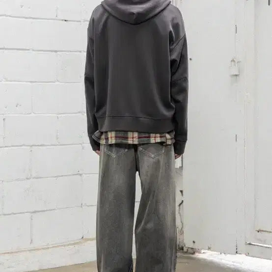 [BUNJANG] Begin 202 Oversized Hoodie Zip-up Charcoal L~XL / [새상품] 비긴202 오버사이즈 후디 집업 3 차콜 포켓 후드 L~XL