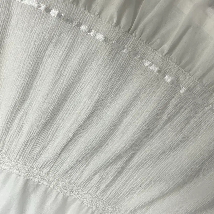 [SOLD OUT] 일본빈티지 코튼100% 화이트 레이스 디테일 티어드 밴딩 롱 스커트