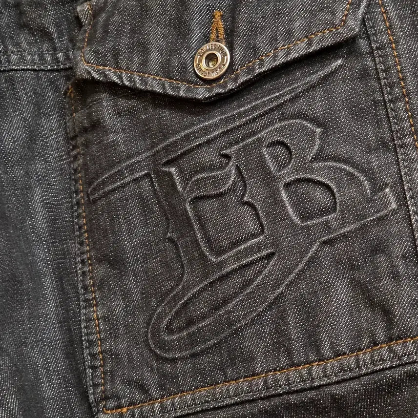 [BUNJANG] FUBU Grey Wide Denim Pants Pocket Detail / 후부 포켓 포인트 그레이 와이드 데님 팬츠