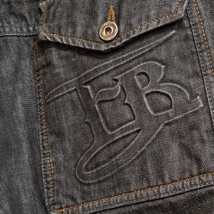 [BUNJANG] FUBU Grey Wide Denim Pants Pocket Detail / 후부 포켓 포인트 그레이 와이드 데님 팬츠