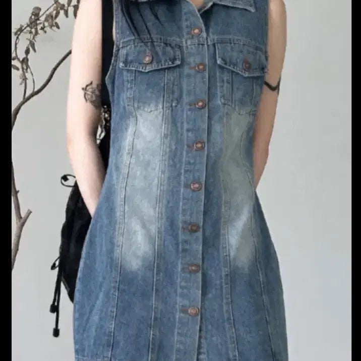 [SOLD OUT] (새상품) 데님 미니원피스