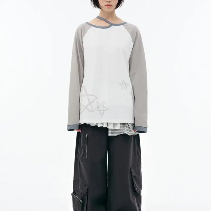 [BUNJANG] Tuomio Cut Out Star Long Sleeve (White, Size 2) / 뚜오미오 컷 아웃 스타 롱 슬리브(화이트 /사이즈 2)