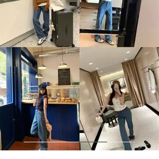 [SOLD OUT] 파리지앵바이브 다이아퀄팅 스트레이트 데님팬츠