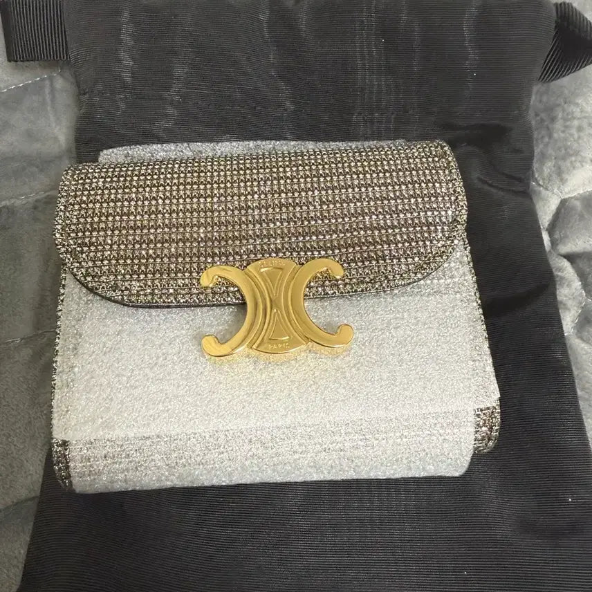 [BUNJANG] Celine Small Flap Wallet Gold Glitter / 셀린느 스몰 플랩 반지갑 금색 글리터