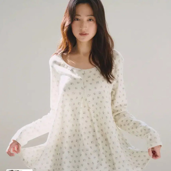 [BUNJANG] Offish Floral Long Sleeve Top (Cream) / 오피쉬 플로럴 턱 롱 슬리브(크림)
