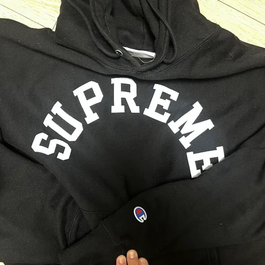 [BUNJANG] Supreme Champion Arch Logo Black Hoodie / 슈프림 챔피온 아치로고 블랙 후드