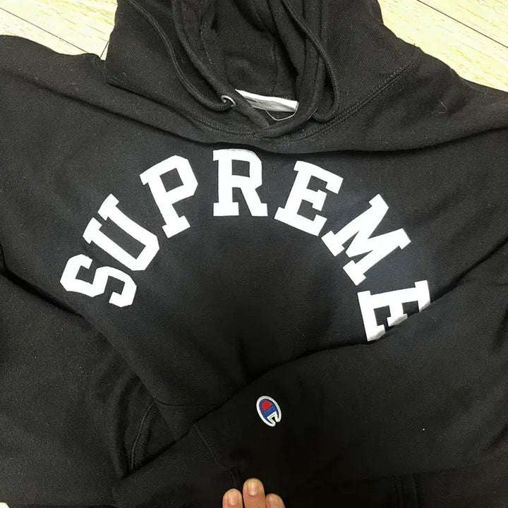 [BUNJANG] Supreme Champion Arch Logo Black Hoodie / 슈프림 챔피온 아치로고 블랙 후드