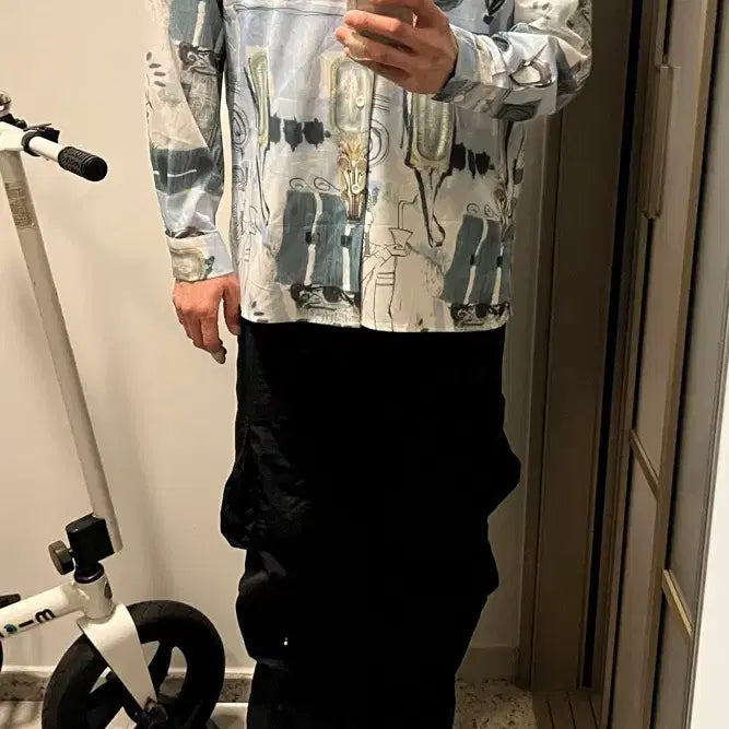 [BUNJANG] Unique Pattern Flowy Shirt (F) / (땡처리)유니크패턴 찰랑셔츠(F)100-105