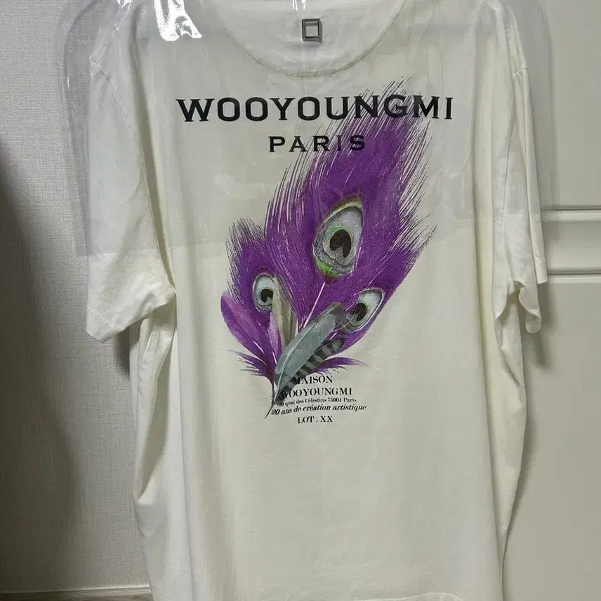 [BUNJANG] Wooyoungmi Feather Short Sleeve T-Shirt White / 우영미 깃털 반팔 화이트 50