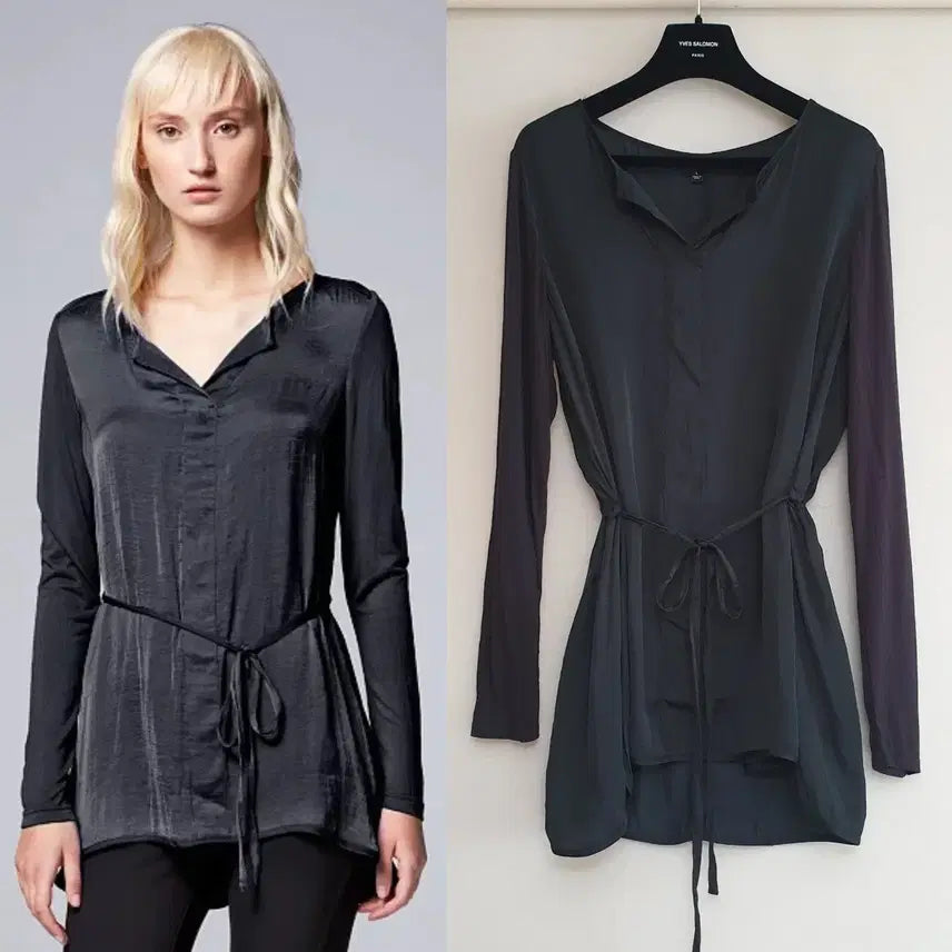 [BUNJANG] Vera Wang Simply Vera Wang Textured Block Silky Tunic Blouse Lounge Wear / VERA WANG 심플리 베라왕 텍스쳐블록 실키 튜닉 블라우스 라운지웨어