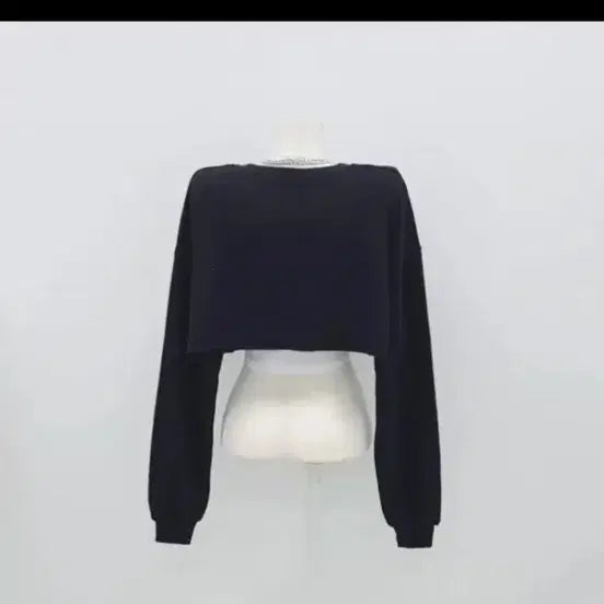 [BUNJANG] Cropped Cut-Out Sweatshirt Layered Long-Sleeve T-Shirt / 크롭 컷팅 맨투맨 레이어드 긴팔티