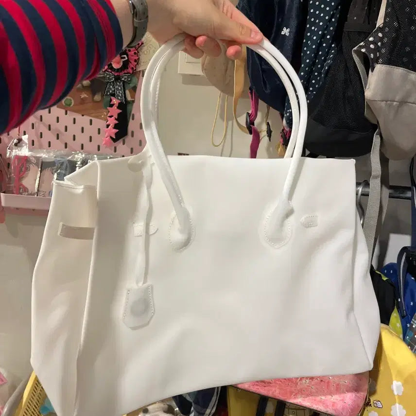 [BUNJANG] Jelly Birkin Large White PVC Tote Bag / 젤리버킨 L 화이트