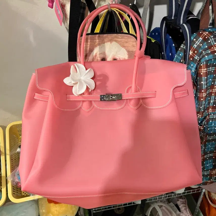 [BUNJANG] Jelly Birkin Pink L PVC Tote Bag / 젤리버킨 진핑크 L