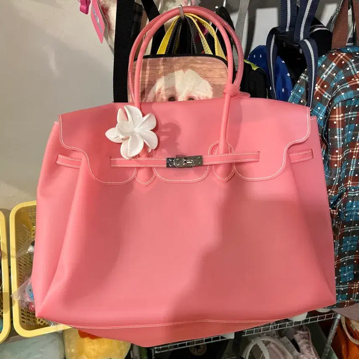 [BUNJANG] Jelly Birkin Pink L PVC Tote Bag / 젤리버킨 진핑크 L