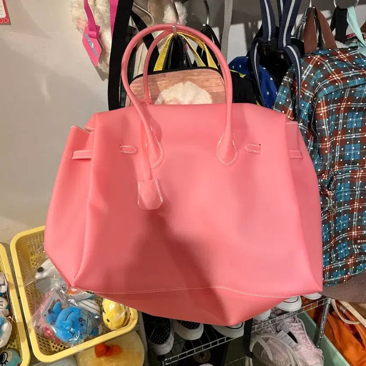 [BUNJANG] Jelly Birkin Pink L PVC Tote Bag / 젤리버킨 진핑크 L