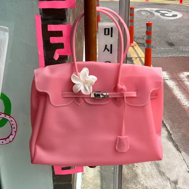 [BUNJANG] Jelly Birkin Pink L PVC Tote Bag / 젤리버킨 진핑크 L