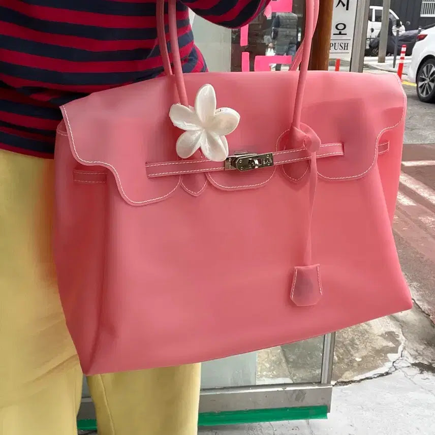 [BUNJANG] Jelly Birkin Pink L PVC Tote Bag / 젤리버킨 진핑크 L