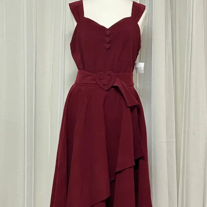 [BUNJANG] Secret Honey Corduroy Heart Button Dress / 시크릿 허니 하트벨트 하트단추 코듀로이 원피스 데드스탁