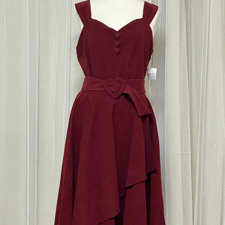 [BUNJANG] Secret Honey Corduroy Heart Button Dress / 시크릿 허니 하트벨트 하트단추 코듀로이 원피스 데드스탁