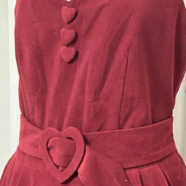 [BUNJANG] Secret Honey Corduroy Heart Button Dress / 시크릿 허니 하트벨트 하트단추 코듀로이 원피스 데드스탁