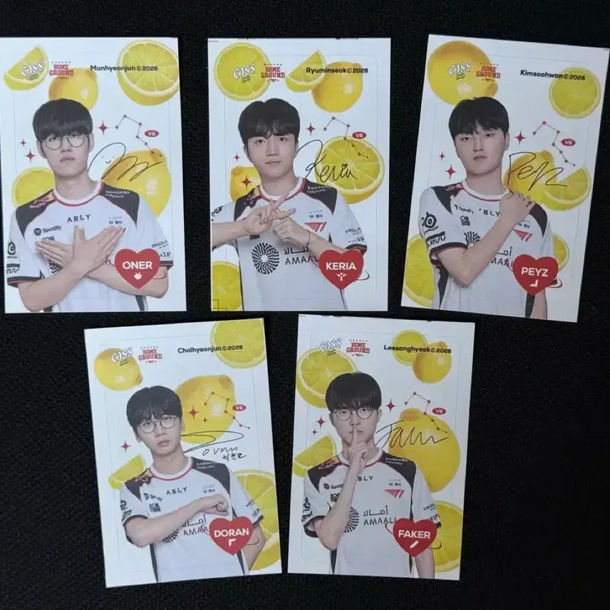 [BUNJANG] T1 x CASS 5-Member Player Card Sticker Set (Sealed) / [T1xCASS] 카스 티원 듀얼팩 선수단 5인 카드 스티커 세트