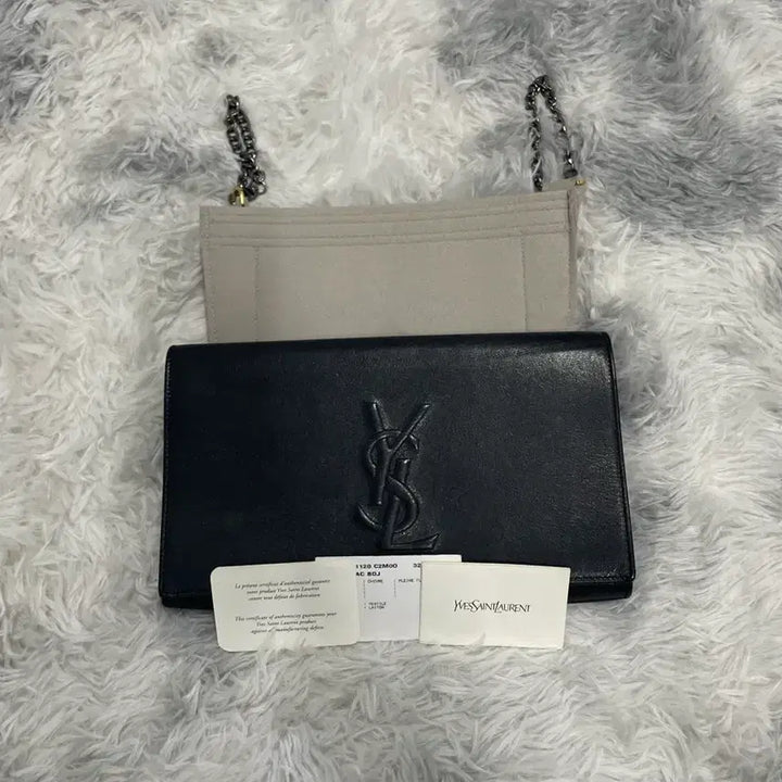 [BUNJANG] Saint Laurent Black Leather Belle de Jour Clutch with Chain Inner Bag / 입생로랑 블랙 레더 벨드쥬르 클러치 + 체인 이너벡 [os]
