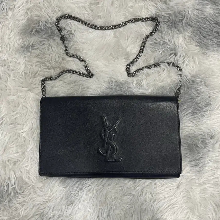 [BUNJANG] Saint Laurent Black Leather Belle de Jour Clutch with Chain Inner Bag / 입생로랑 블랙 레더 벨드쥬르 클러치 + 체인 이너벡 [os]
