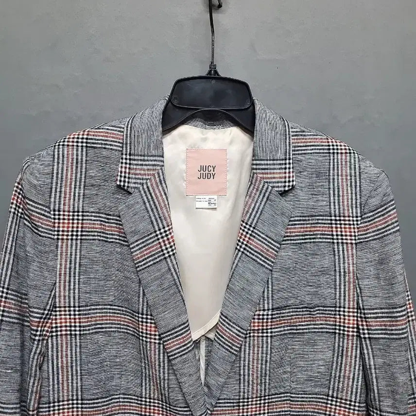 [BUNJANG] Jucy Judy Linen Check Jacket with Shoulder Pads / 쥬시쥬디 어깨패드 린넨 체크자켓