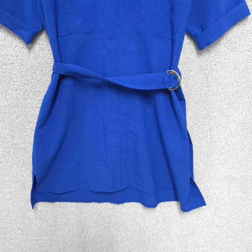 [BUNJANG] JOLI Linen-like Blue Belted Dress / JOLI 여성 린넨라이크 블루 벨트 원피스 free