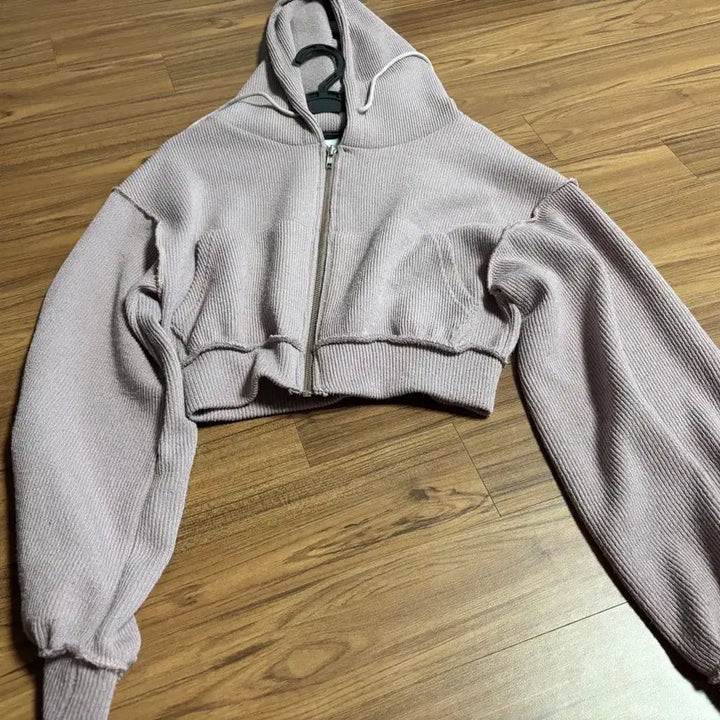 [BUNJANG] Cropped Hoodie Zip-Up Purple / 크롭 후드 집업 퍼플