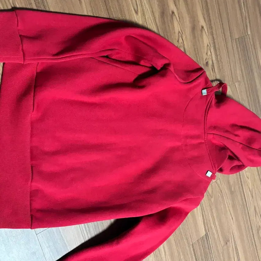 [BUNJANG] Acid Bear Embroidered Fleece Hooded Zip-Up - Red 90 / 에이시드 베어 자수 기모 후드 집업 - 레드 90