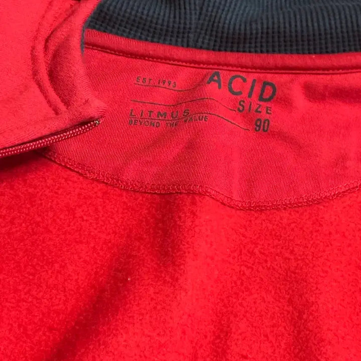 [BUNJANG] Acid Bear Embroidered Fleece Hooded Zip-Up - Red 90 / 에이시드 베어 자수 기모 후드 집업 - 레드 90