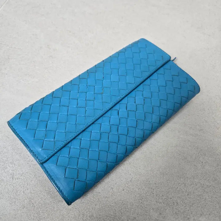 [BUNJANG] Bottega Veneta Intrecciato Long Wallet Blue / 보테가 베네타 인트레치아토 장지갑 블루