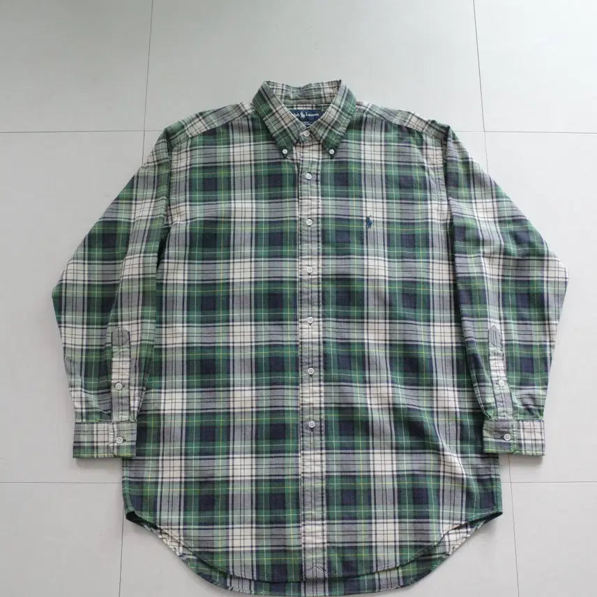 [SOLD OUT] 90s 폴로 랄프로렌 블랙와치 체크 버튼다운 옥스포드 셔츠 L
