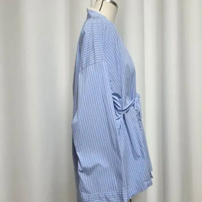 [SOLD OUT] 생활한복 무릇 스트라이프 셔츠 저고리 하늘색 Free