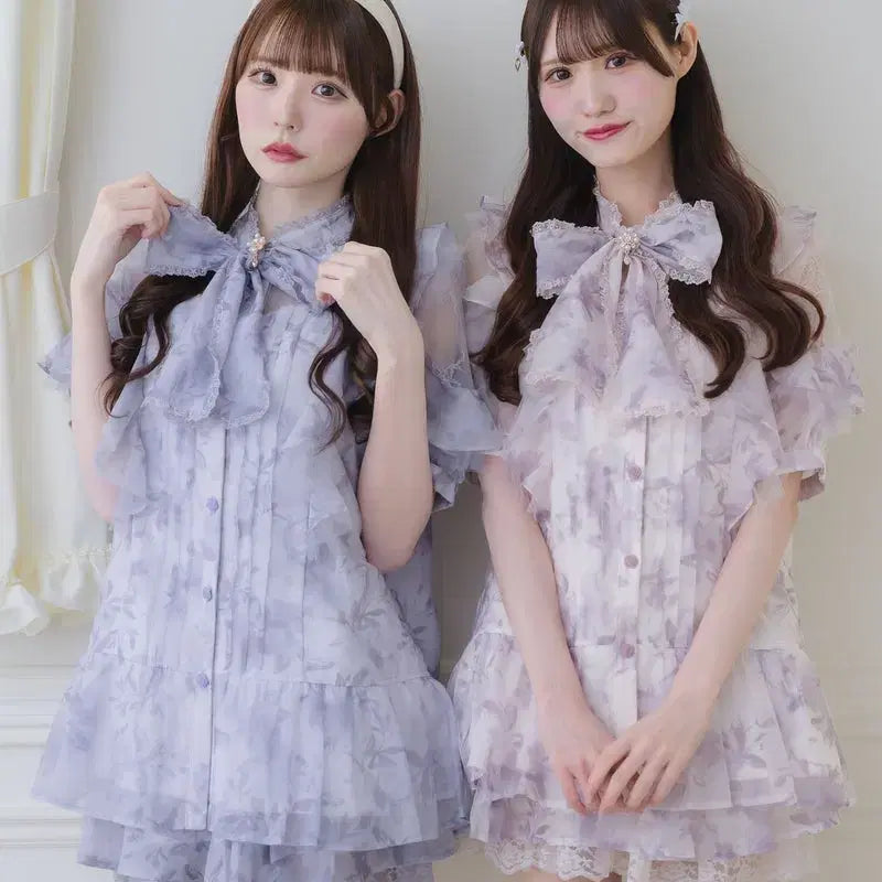 [BUNJANG] ROJITA Sheer Tunic Short Sleeve Blouse / 로지타 ROJITA 시어 튜닉 반팔 블라우스