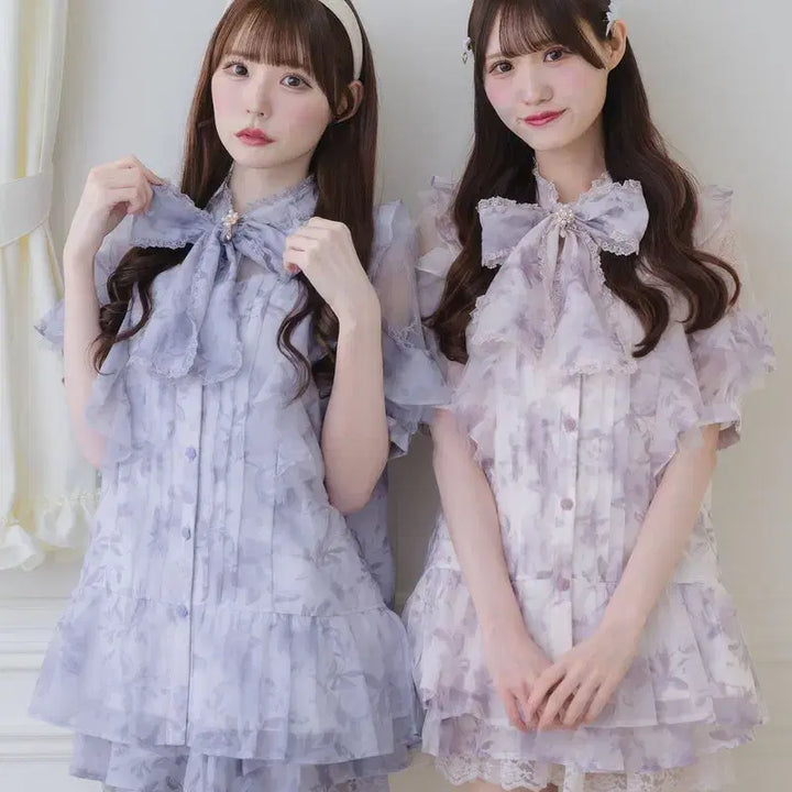 [BUNJANG] ROJITA Sheer Tunic Short Sleeve Blouse / 로지타 ROJITA 시어 튜닉 반팔 블라우스