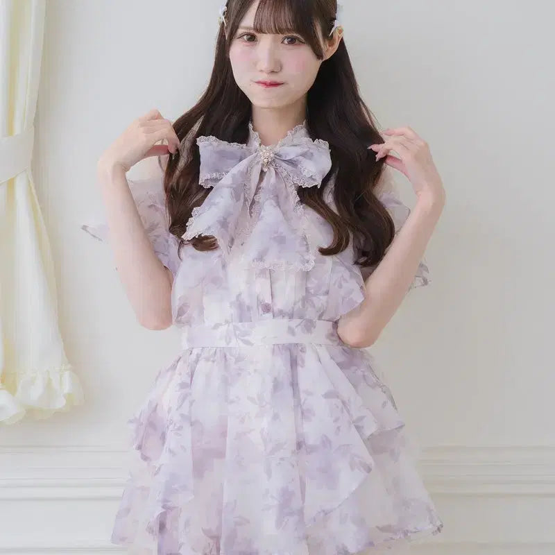 [BUNJANG] ROJITA Sheer Tunic Short Sleeve Blouse / 로지타 ROJITA 시어 튜닉 반팔 블라우스