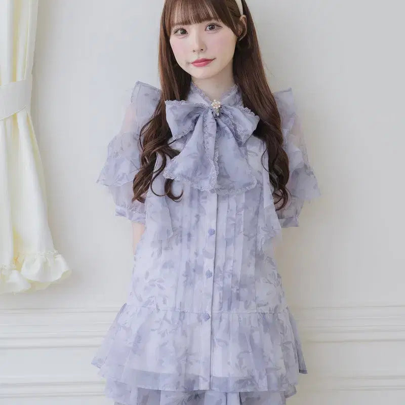 [BUNJANG] ROJITA Sheer Tunic Short Sleeve Blouse / 로지타 ROJITA 시어 튜닉 반팔 블라우스