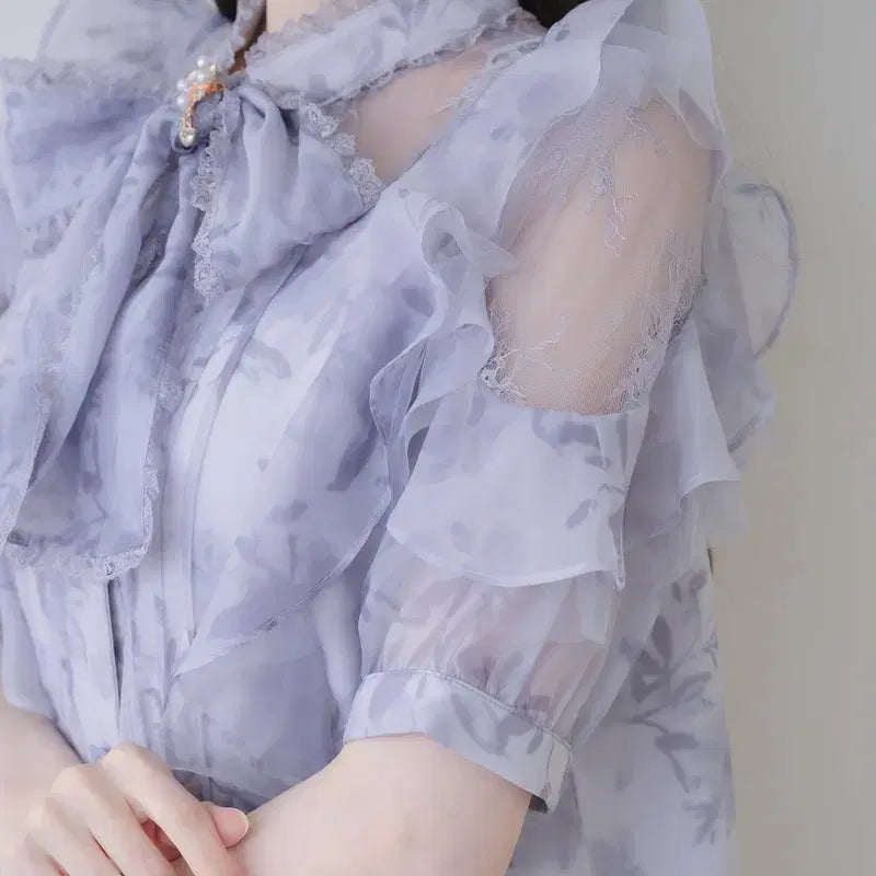 [BUNJANG] ROJITA Sheer Tunic Short Sleeve Blouse / 로지타 ROJITA 시어 튜닉 반팔 블라우스