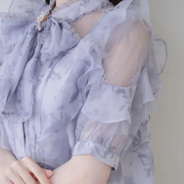 [BUNJANG] ROJITA Sheer Tunic Short Sleeve Blouse / 로지타 ROJITA 시어 튜닉 반팔 블라우스