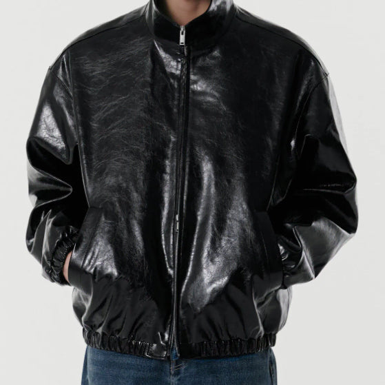 [BUNJANG] Musinsa Standard Patent Synthetic Leather Track Jacket / 무신사스탠다드 페이턴트 신세틱 레더 트랙 자켓