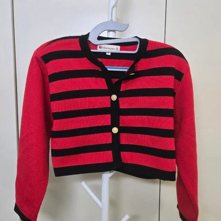 [BUNJANG] Mintricgrace Red and Black Striped Cardigan / Mintricgrace 레드 블랙 스트라이프 가디건