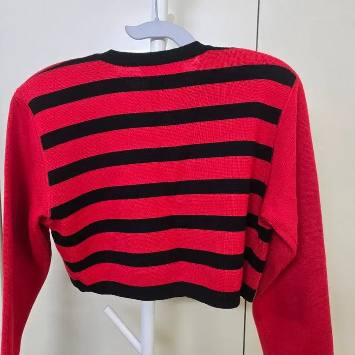 [BUNJANG] Mintricgrace Red and Black Striped Cardigan / Mintricgrace 레드 블랙 스트라이프 가디건