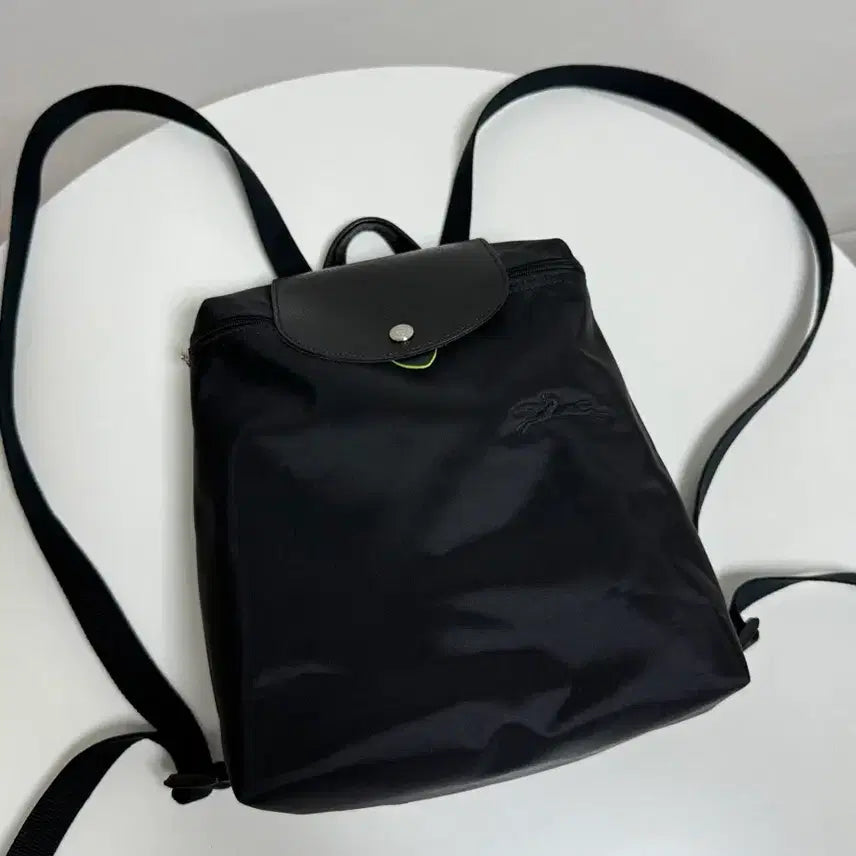 [BUNJANG] Longchamp Le Pliage Green Backpack M Black / 롱샴 르 플리아쥬 그린 M 백팩 블랙