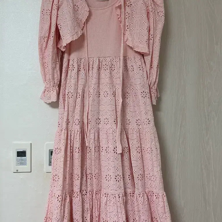 [BUNJANG] ByCini Bolero Punching Dress Pink / 바이씨니 볼레로펀칭원피스 핑크 키작녀