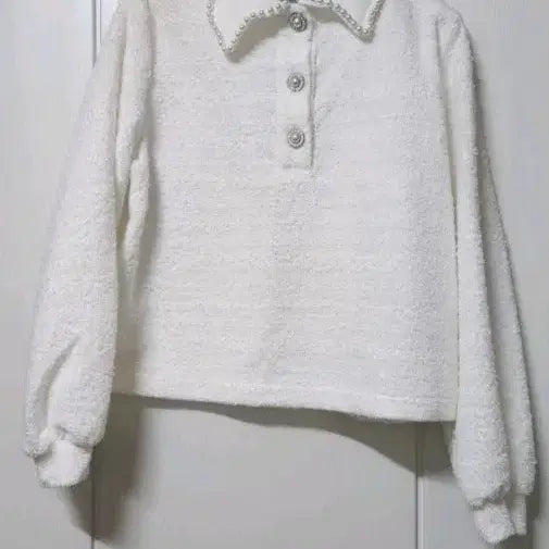 [BUNJANG] LANVIN Ivory Pearl Trimmed Collar Top / LANVIN 랑방 아이보리 진주 트리밍 카라탑