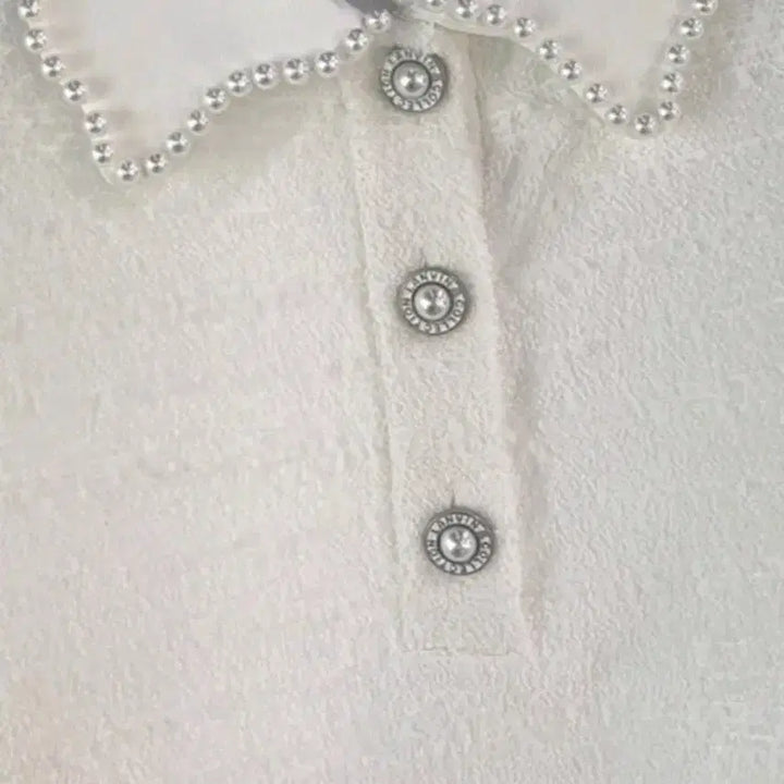 [BUNJANG] LANVIN Ivory Pearl Trimmed Collar Top / LANVIN 랑방 아이보리 진주 트리밍 카라탑