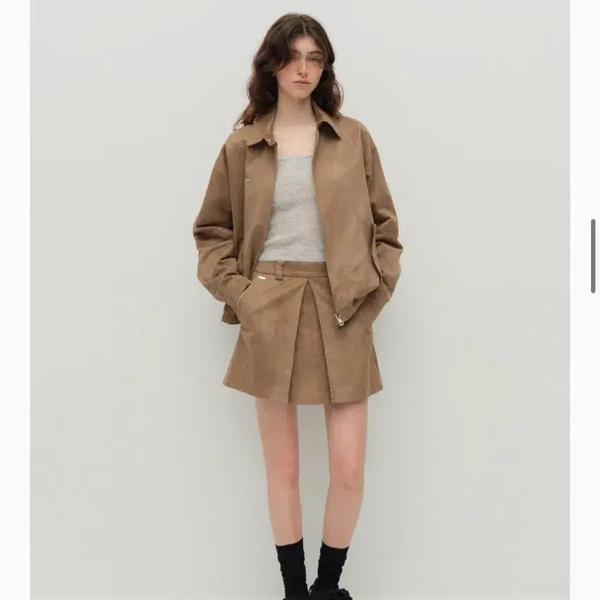 [BUNJANG] Avie Muah Faux Suede Harrington Jacket / Avie muah 아비에무아 페이크 스웨이드 해링턴 자켓